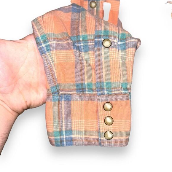 90s Orange Polo Ralph Lauren Western Pearl Snap Shirt Size M - Picture 5 of 8